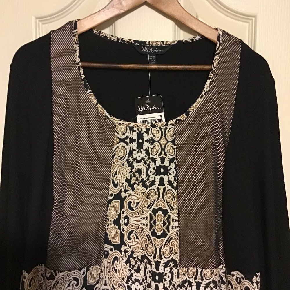 Ulla Popken Scoop Neck Dress with 3/4 Sleeves